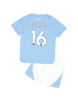 Billige Manchester City Rodri Hernandez #16 Hjemmedraktsett Barn 2023-24 Kortermet (+ Korte bukser)